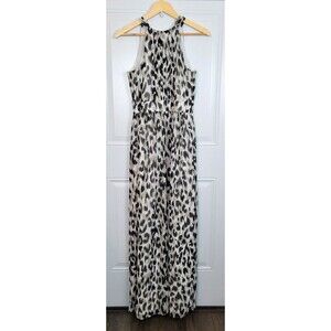 Anne Klein Black and White Leopard Maxi Dress